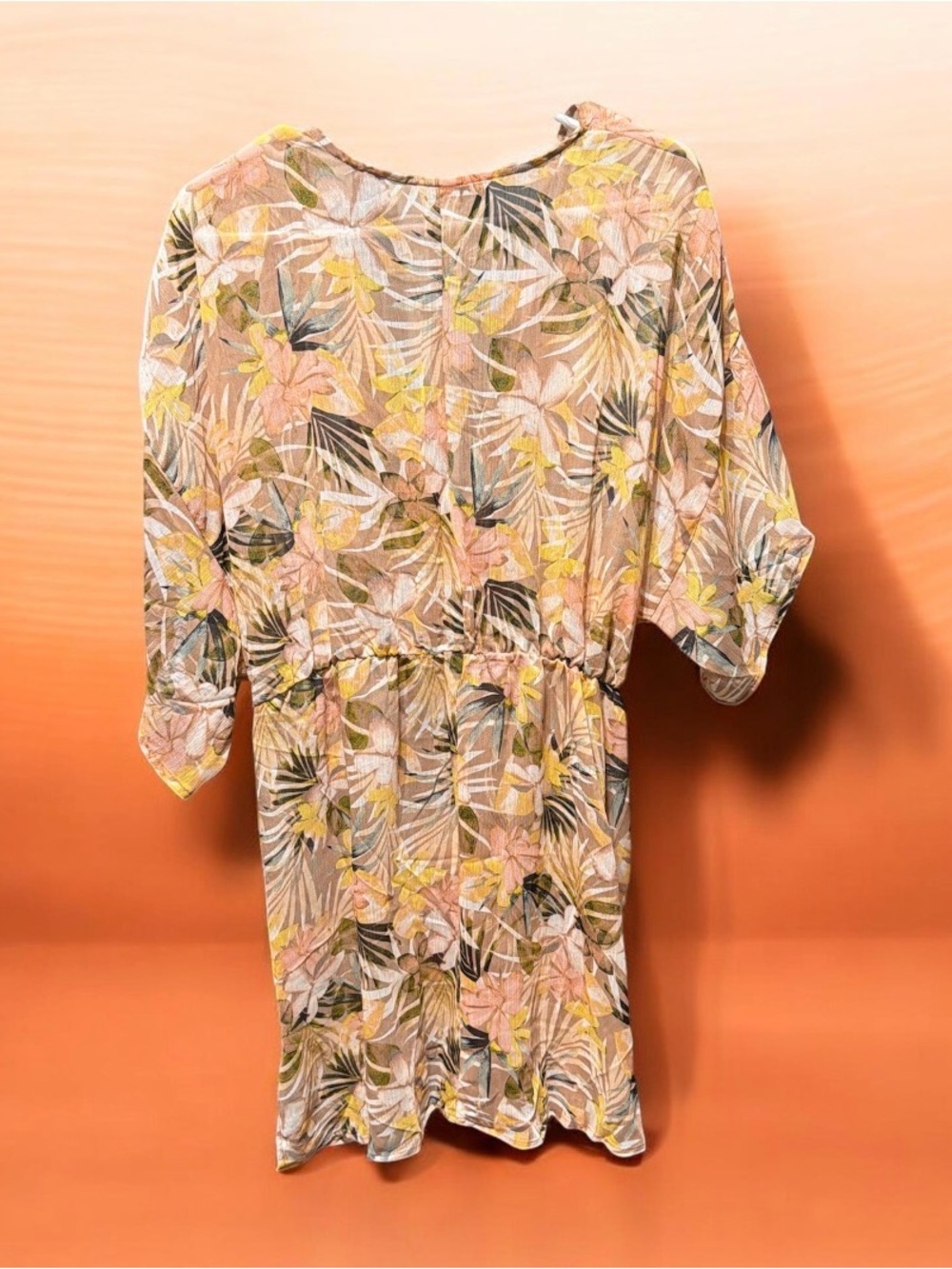 Time and Tru Peach Floral Tie-Front Cover-Up - Picture 2 of 4